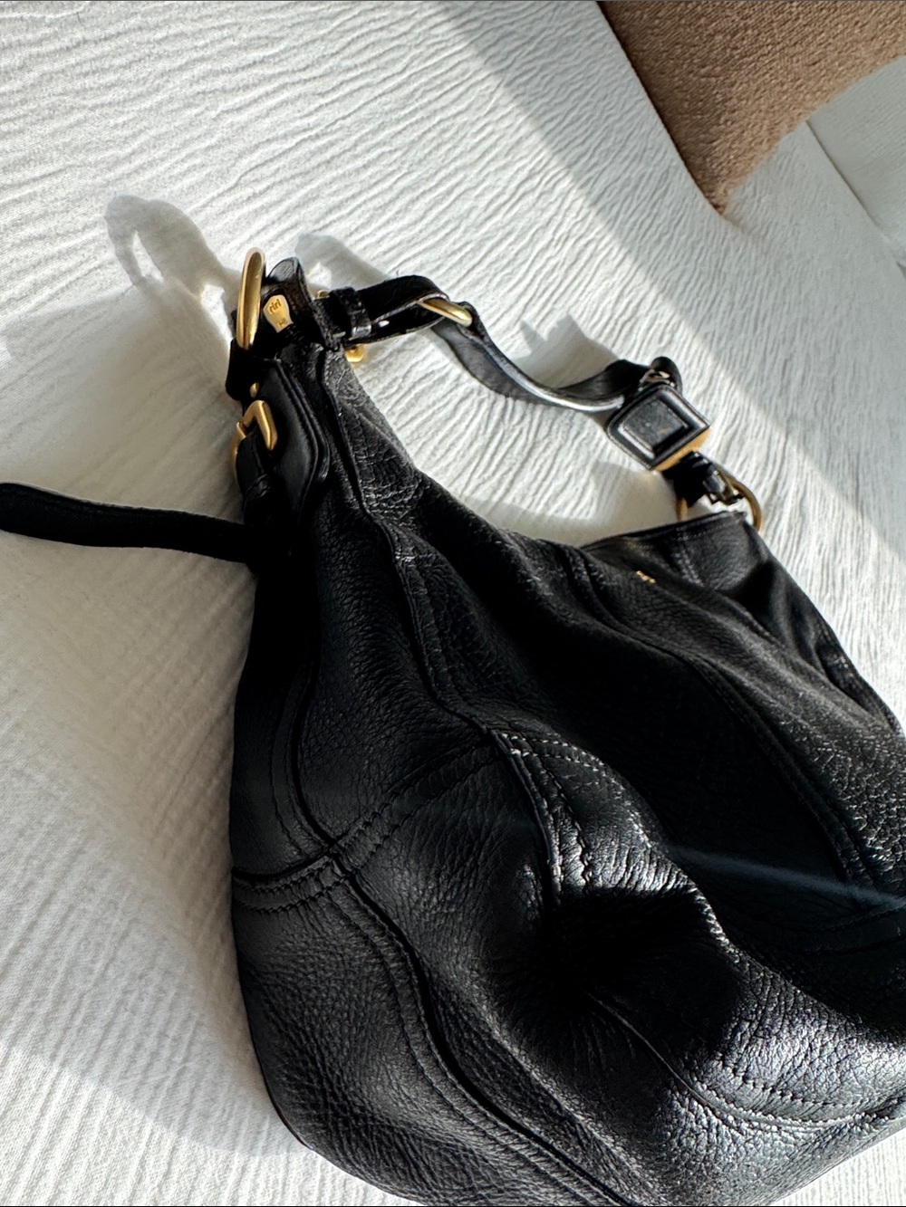 Prada Vitello Daino Leather Hobo Bag – Black Pebbled Leather, Authentic - Picture 5 of 12